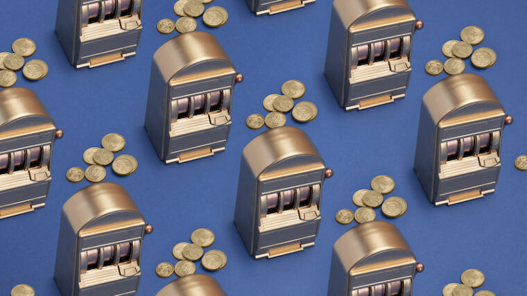 Miniatyr slotsmaskiner i guld
